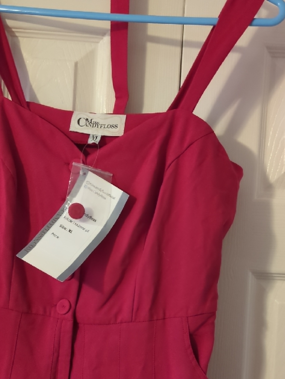 Miss Candyfloss Raspberry Button-Front Jumpsuit - Picture 3 of 4